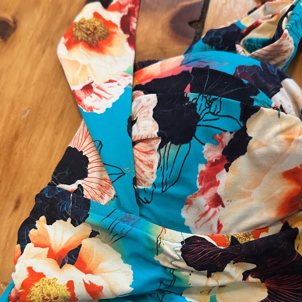 Seafolly Blue Floral Tankini twist halter Set - Picture 6 of 9